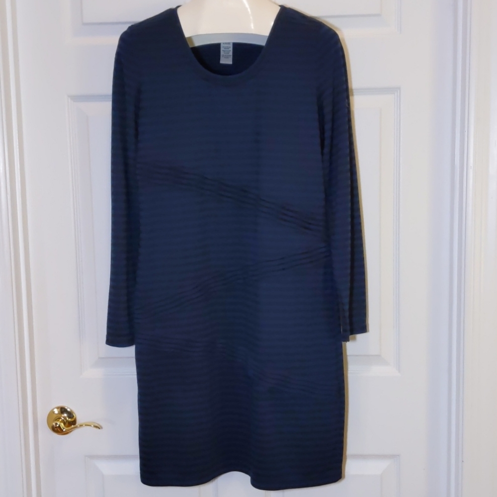 Max Studio Sweater Dress, Blue and Black Stripe, XL